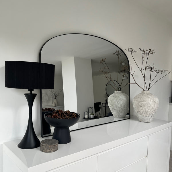 Aria - Black Metal Overmantle Large Wall Mirror 130cm x 100cm