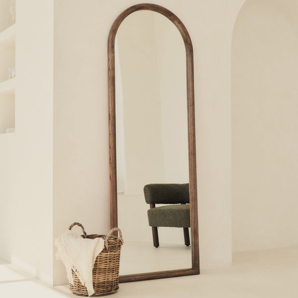 Amora - Full Length Large Arched Warm Wood Mirror 172cm x 60cm