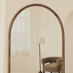 Amora - Full Length Extra Large Arched Warm Wood Mirror 200cm x 120cm