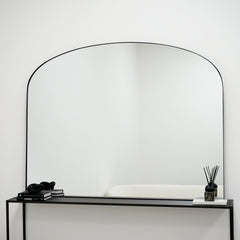Aria - Black Metal Overmantle Large Wall Mirror 130cm x 100cm