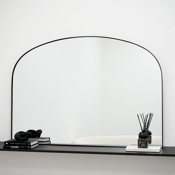 Aria - Black Metal Overmantle Wall Mirror 100cm x 70cm