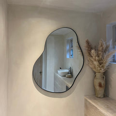 Ava - Black Pond Shaped Irregular Mirror 100cm x 70cm