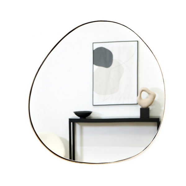 Ava - Gold Pond Shaped Irregular Mirror 66cm x 63cm