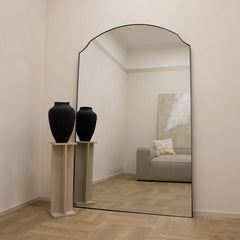 Isla - Extra Large Black Full Length Arched Metal Mirror 190cm x 120cm