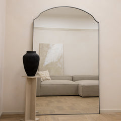 Isla - Extra Large Black Full Length Arched Metal Mirror 190cm x 120cm
