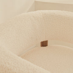 Cara - Boucle Accent Chair Ivory & Warm Wood