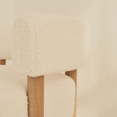 Cara - Boucle Accent Chair Ivory & Warm Wood