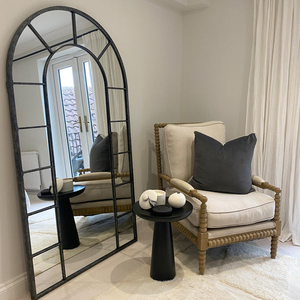 Chicago - Crushed Black Industrial Arched Full Length Metal Mirror 179cm x 100cm