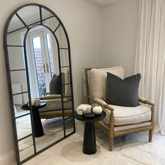 Chicago - Crushed Black Industrial Arched Full Length Metal Mirror 179cm x 100cm