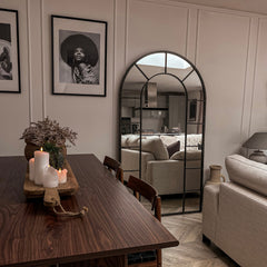 Chicago - Crushed Black Industrial Arched Full Length Metal Mirror 179cm x 100cm