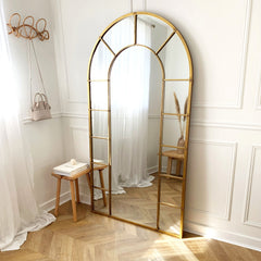 Chicago - Gold Industrial Arched Full Length Metal Mirror 179cm x 100cm