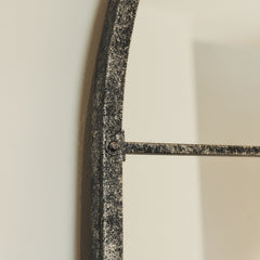 Chicago - Crushed Black Industrial Arched Metal Wall Mirror 119cm x 99cm