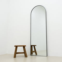 Theo - Full Length Black Arched Large Metal Mirror 160cm x 50cm