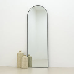 Theo - Full Length Black Arched Large Metal Mirror 160cm x 50cm