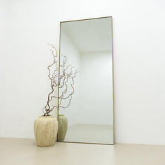 Theo - Full Length Gold Rectangular Large Metal Mirror 179cm x 80cm