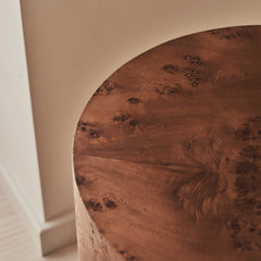 Arbour - Large Dark Burl Wood Premium Round Side Table