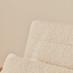 Hudson - Boucle Accent Chair Ivory & Warm Wood