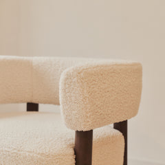 Cara - Boucle Accent Chair Ivory & Dark Wood