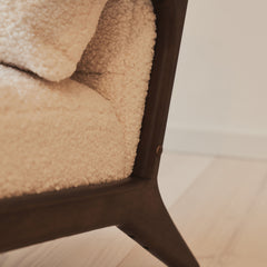 Hudson - Boucle Accent Chair Ivory & Dark Wood