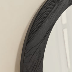 Elowyn - Large Black Elm Wood Round Organic Wall Mirror 100cm x 100cm