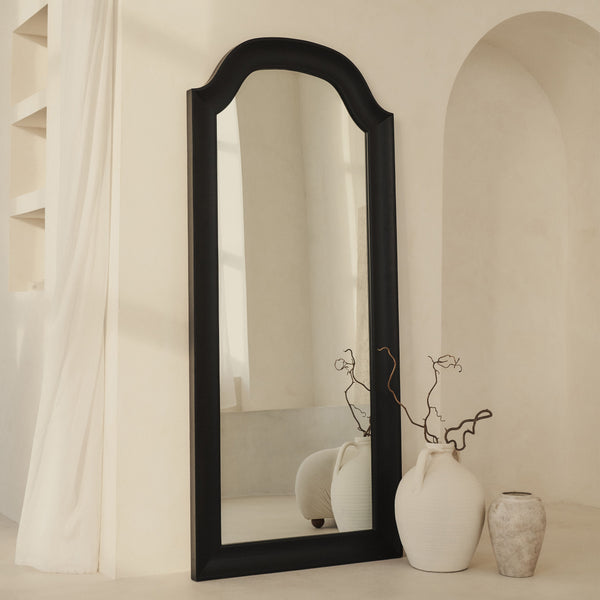 Francisco - Large Arched Full Length Black Wood Mirror 177cm x 79cm
