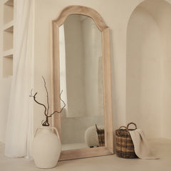 Francisco - Large Arched Full Length White Washed Wood Mirror 177cm x 79cm