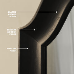 Francisco - Large Arched Full Length Black Wood Mirror 177cm x 79cm