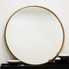 Higgins - Gold Metal Modern Round Wall Mirror 100cm x 100cm