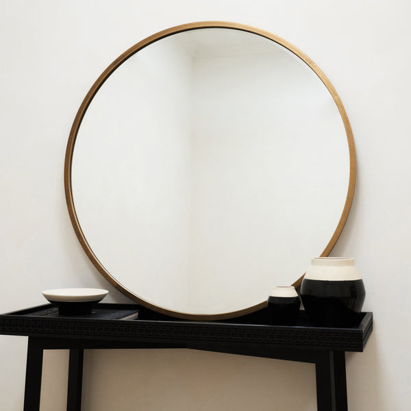 Higgins - Gold Metal Modern Round Wall Mirror 100cm x 100cm