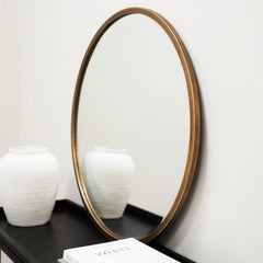 Higgins - Gold Metal Modern Round Wall Mirror 80cm x 80cm