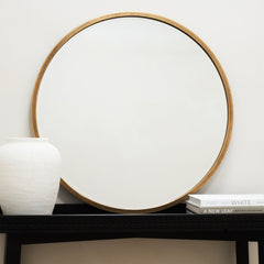 Higgins - Gold Metal Modern Round Wall Mirror 80cm x 80cm