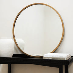 Higgins - Gold Metal Modern Round Wall Mirror 80cm x 80cm