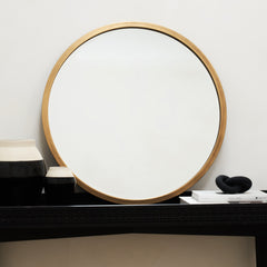 Higgins - Gold Metal Modern Round Wall Mirror 40cm x 40cm