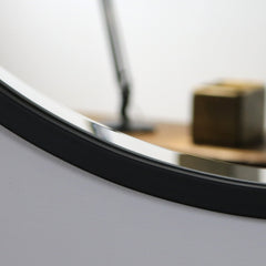 Higgins - Black Metal Modern Round Wall Mirror 100cm x 100cm