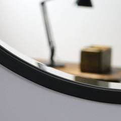 Higgins - Black Metal Modern Round Wall Mirror 80cm x 80cm