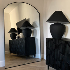 Isla - Extra Large Black Full Length Arched Metal Mirror 190cm x 120cm