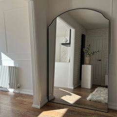 Isla - Extra Large Black Full Length Arched Metal Mirror 190cm x 120cm