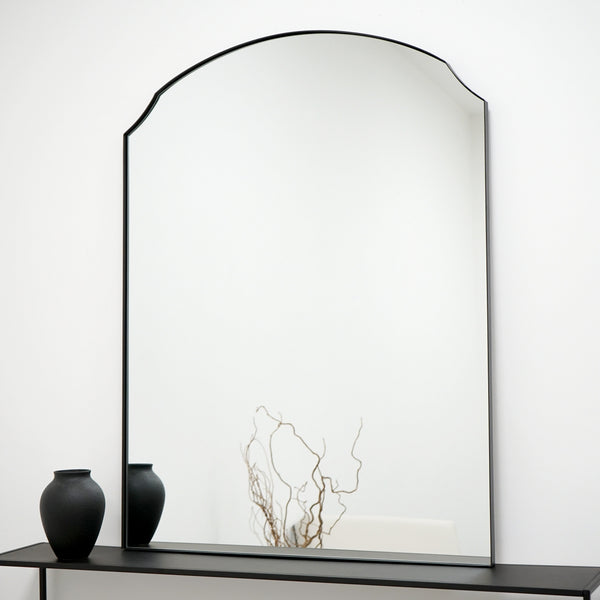 Isla - Black Arched Metal Overmantle Wall Mirror 120cm x 90cm