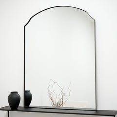Isla - Black Arched Metal Overmantle Wall Mirror 120cm x 90cm