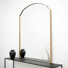 Isla - Gold Arched Metal Overmantle Wall Mirror 120cm x 90cm