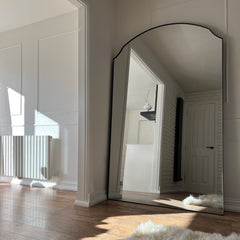 Isla - Extra Large Black Full Length Arched Metal Mirror 190cm x 120cm