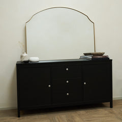 Isla - Gold Wide Arched Metal Overmantle Wall Mirror 120cm x 90cm