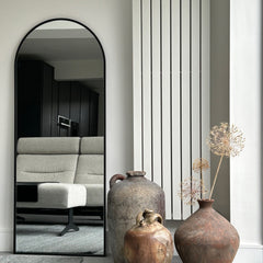 Liberty - Full Length Black Large Arched Metal Mirror 160cm x 60cm