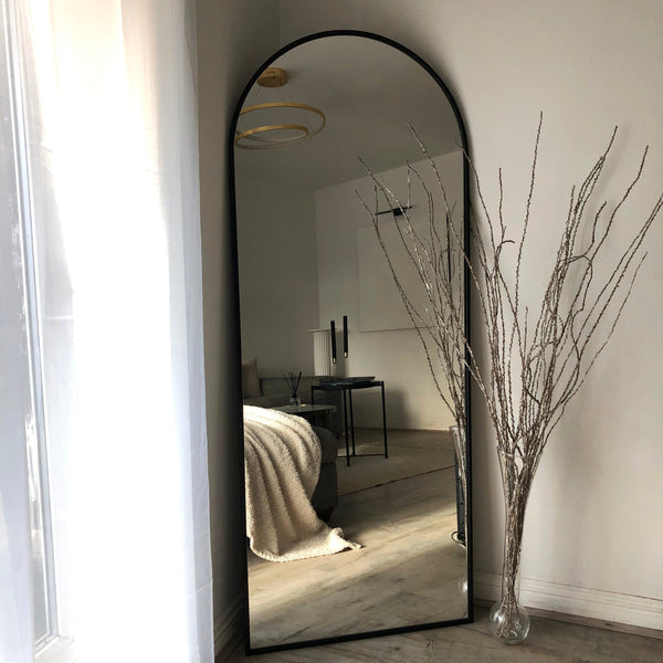 Liberty - Full Length Black Large Arched Metal Mirror 160cm x 60cm