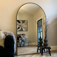 Liberty - Black Full Length Arched Metal Mirror 180cm x 110cm