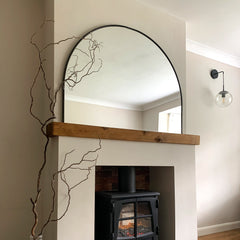 Liberty - Black Wide Arched Metal Overmantle Mirror 120cm x 90cm