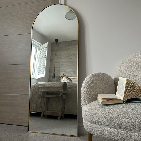 Liberty - Full Length Gold Large Arched Metal Mirror 160cm x 60cm