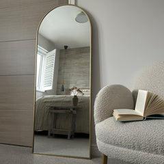 Liberty - Full Length Gold Large Arched Metal Mirror 160cm x 60cm