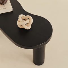 Luca - Black Solid Wood Large Irregular Coffee Table 92cm x 48cm