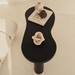 Luca - Black Solid Wood Large Irregular Coffee Table 92cm x 48cm